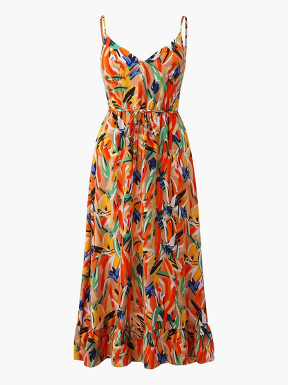 Women's floral lightweight midi dress | Stylish summer spaghetti strap dress 8