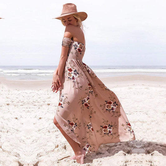 Women's floral off-shoulder summer dress | Elegant plus size beachwear 0