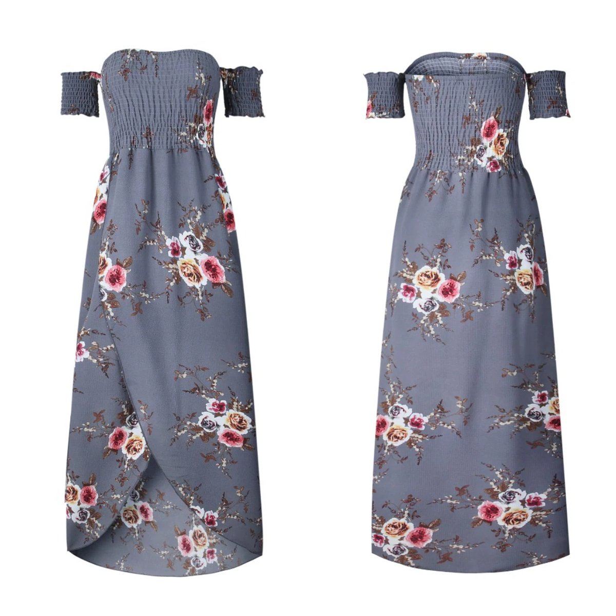 Women's floral off-shoulder summer dress | Elegant plus size beachwear 12