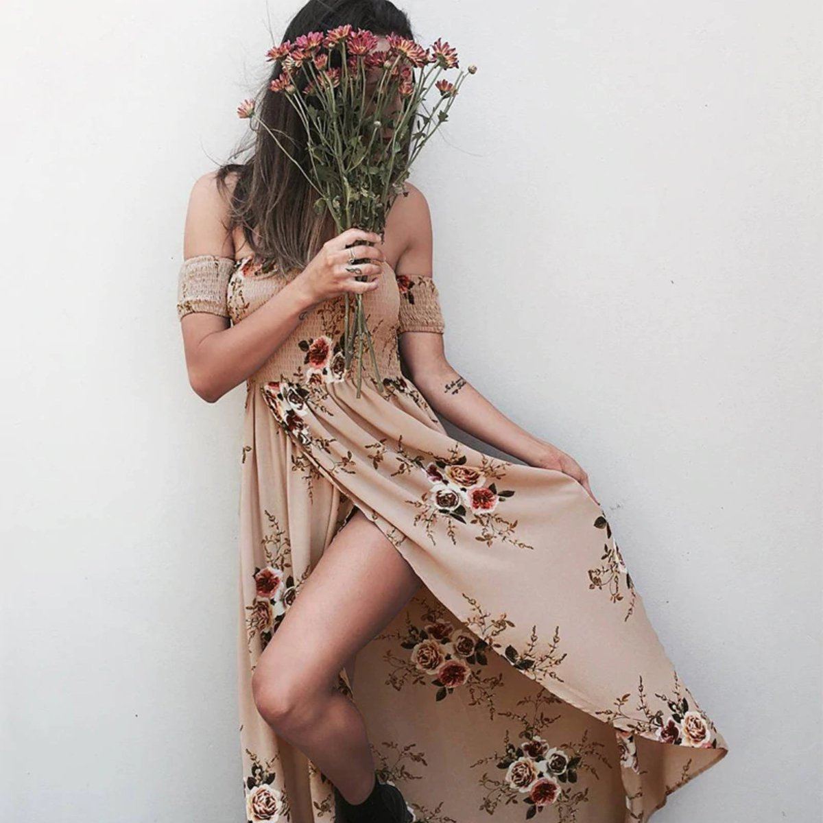 Women's floral off-shoulder summer dress | Elegant plus size beachwear 2