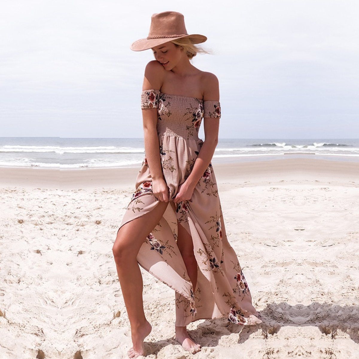 Women's floral off-shoulder summer dress | Elegant plus size beachwear 3