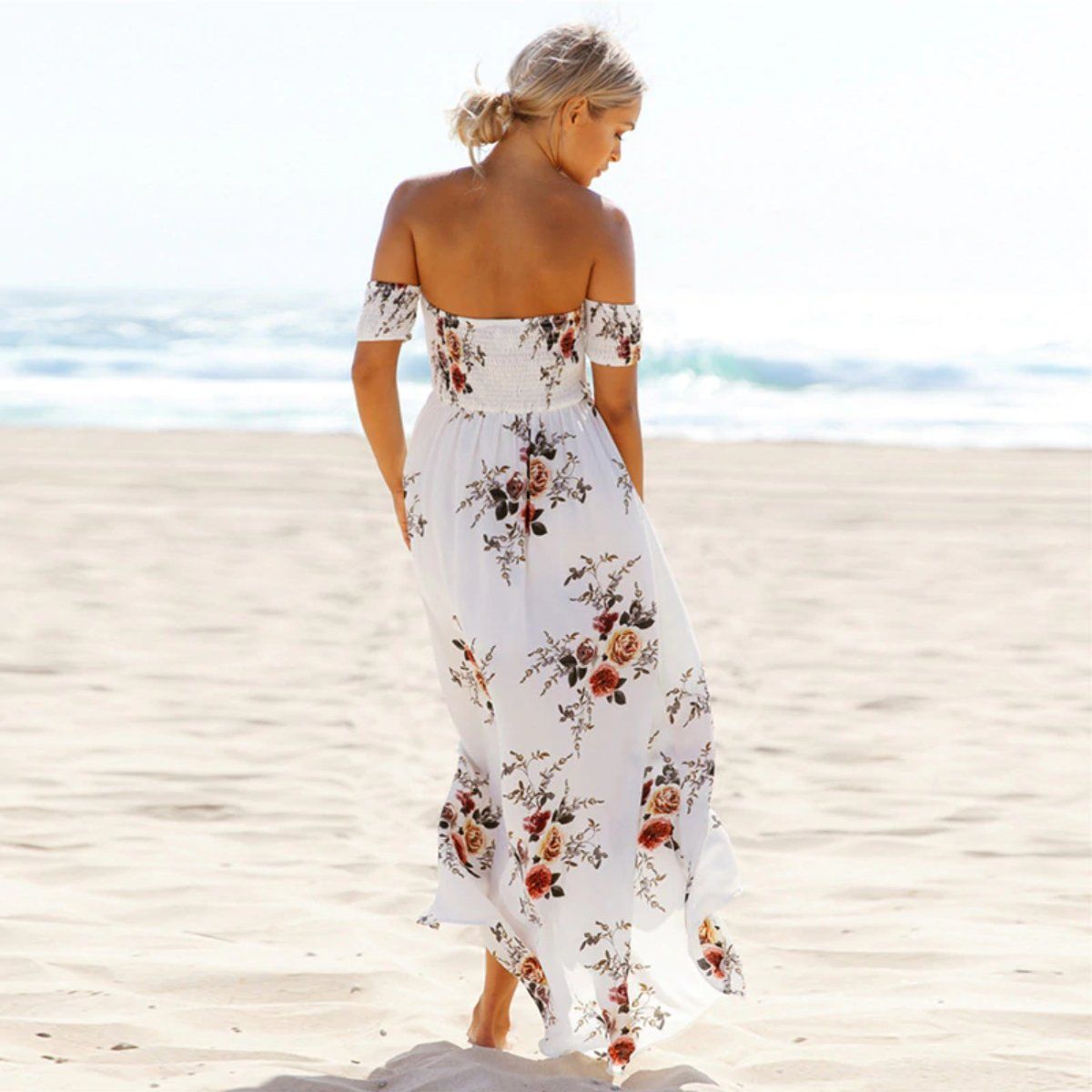 Women's floral off-shoulder summer dress | Elegant plus size beachwear 7