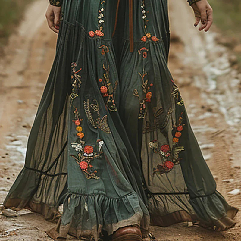 Women's floral pleated maxi dress | Bohemian summer gown 2