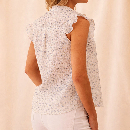 Women's floral sleeveless blouse | Lightweight summer top with lace details 1