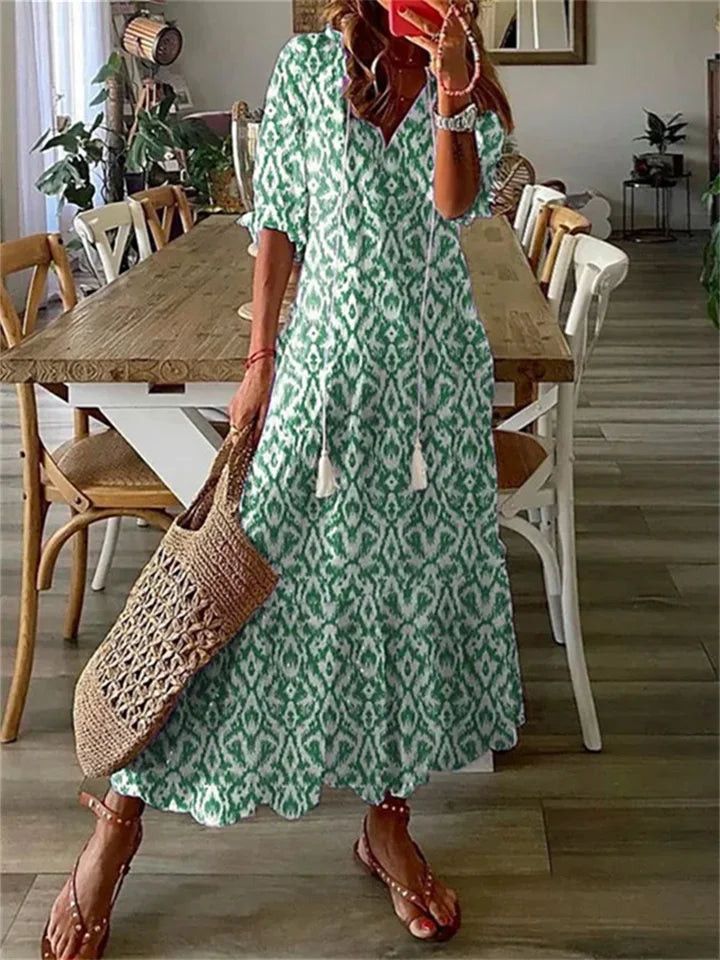 Women's floral woven maxi dress | Relaxed summer maxi dress 2