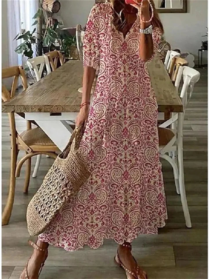 Women's floral woven maxi dress | Relaxed summer maxi dress 4