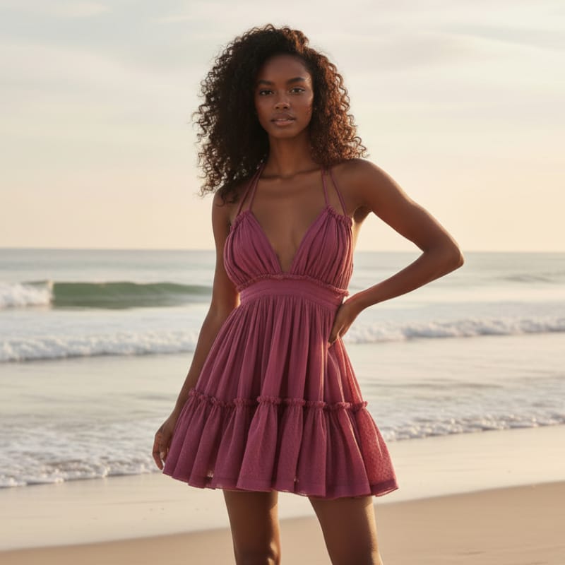 Women's flowy cotton blend mini dress | Boho chic summer outfit 4