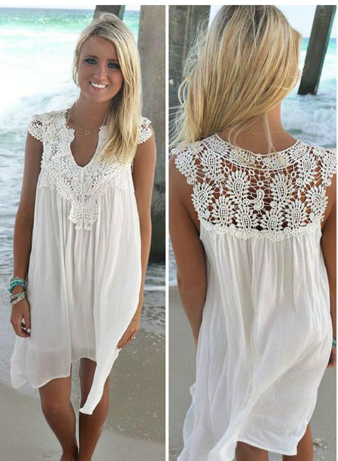 Women's flowy lace beach tunic dress | Plus size lightweight summer dress 0