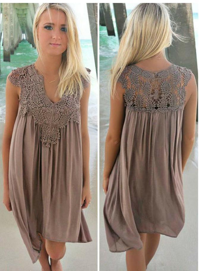Women's flowy lace beach tunic dress | Plus size lightweight summer dress 1