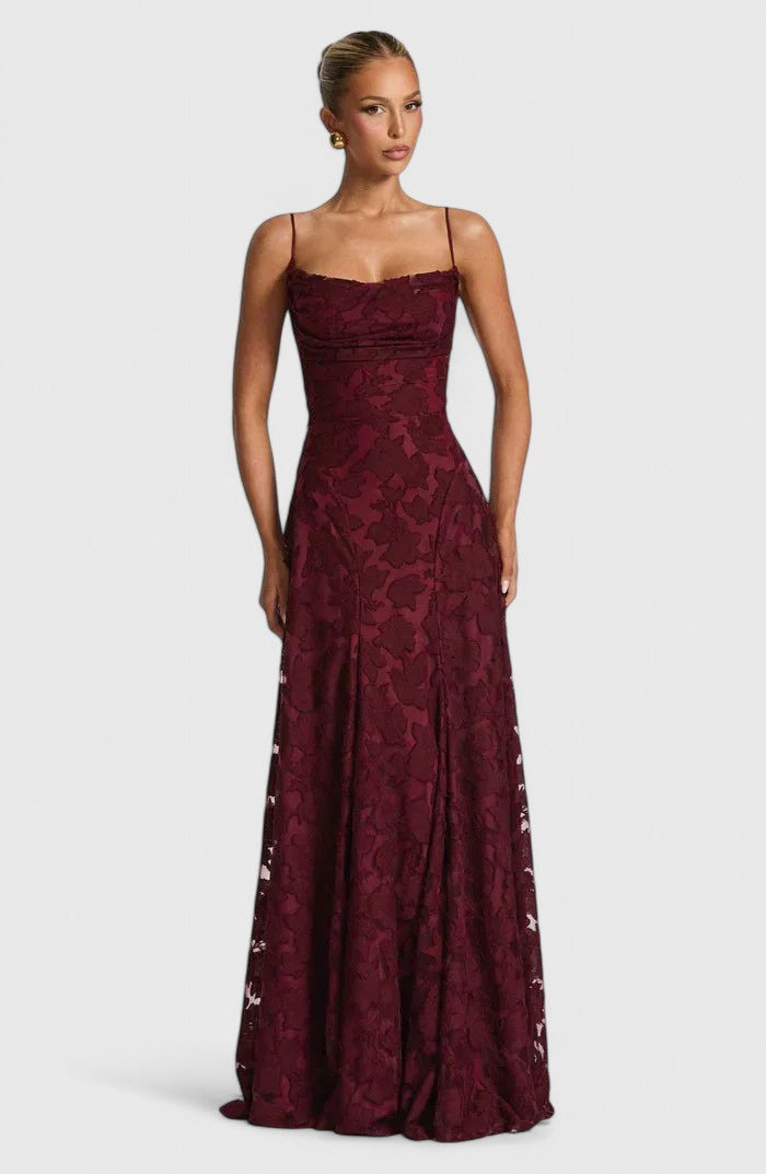 Lyra | Maxikleid mit Wasserfallausschnitt und offenem Rücken