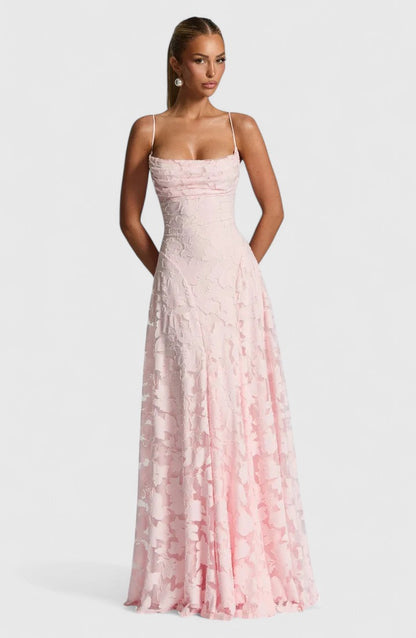 Lyra | Maxikleid mit Wasserfallausschnitt und offenem Rücken