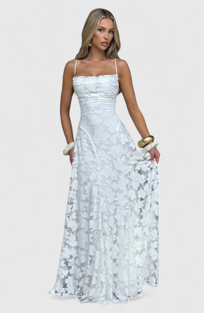 Lyra | Maxikleid mit Wasserfallausschnitt und offenem Rücken