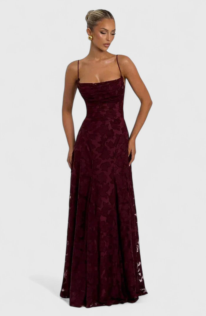 Lyra | Maxikleid mit Wasserfallausschnitt und offenem Rücken