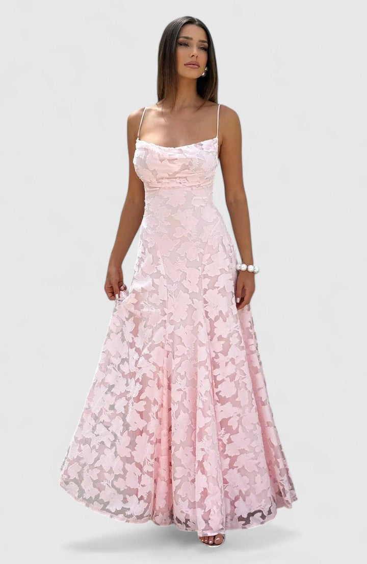 Lyra | Maxikleid mit Wasserfallausschnitt und offenem Rücken