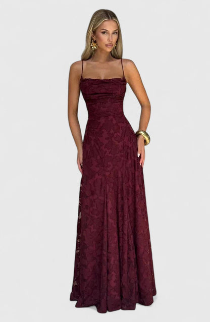 Lyra | Maxikleid mit Wasserfallausschnitt und offenem Rücken