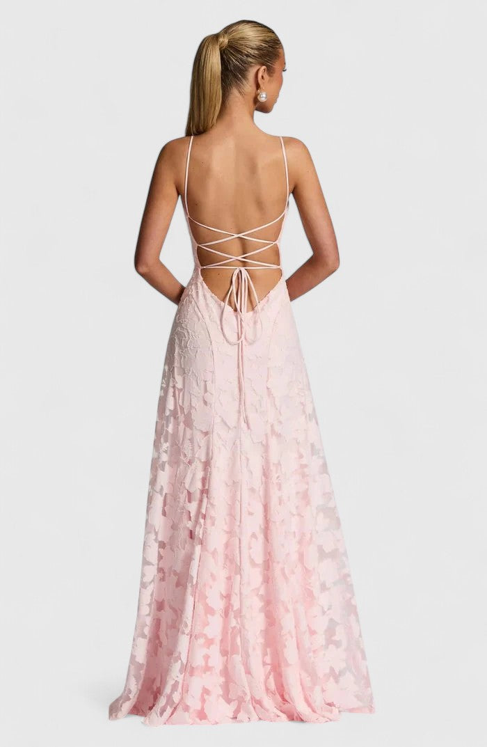 Lyra | Maxikleid mit Wasserfallausschnitt und offenem Rücken