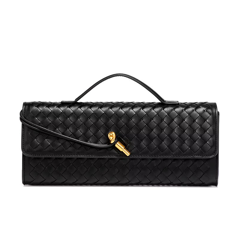 Women's handwoven vegan leather clutch bag | Elegant evening purse for special occasions 0