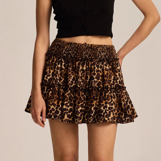 Women's leopard print skort | Playful ruffle design with built-in shorts for summer outings 0