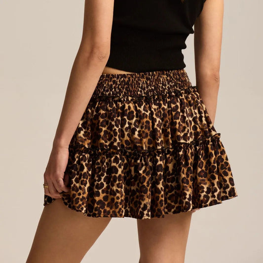 Women's leopard print skort | Playful ruffle design with built-in shorts for summer outings 1