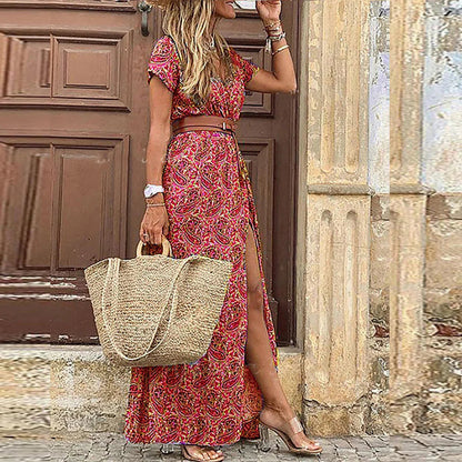 Women's lightweight boho maxi dress | Airy summer dress with matching belt 3