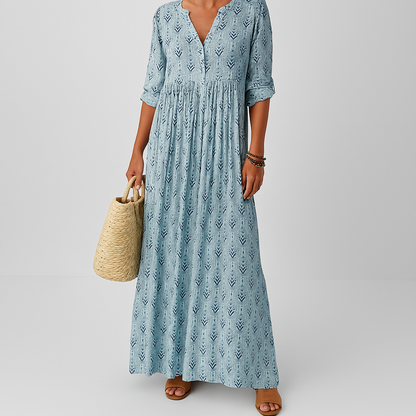 Women's lightweight boho maxi dress | Relaxed fit ankle-length summer dress with V-neckline 1