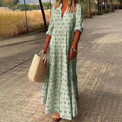Women's lightweight boho maxi dress | Relaxed fit ankle-length summer dress with V-neckline 3