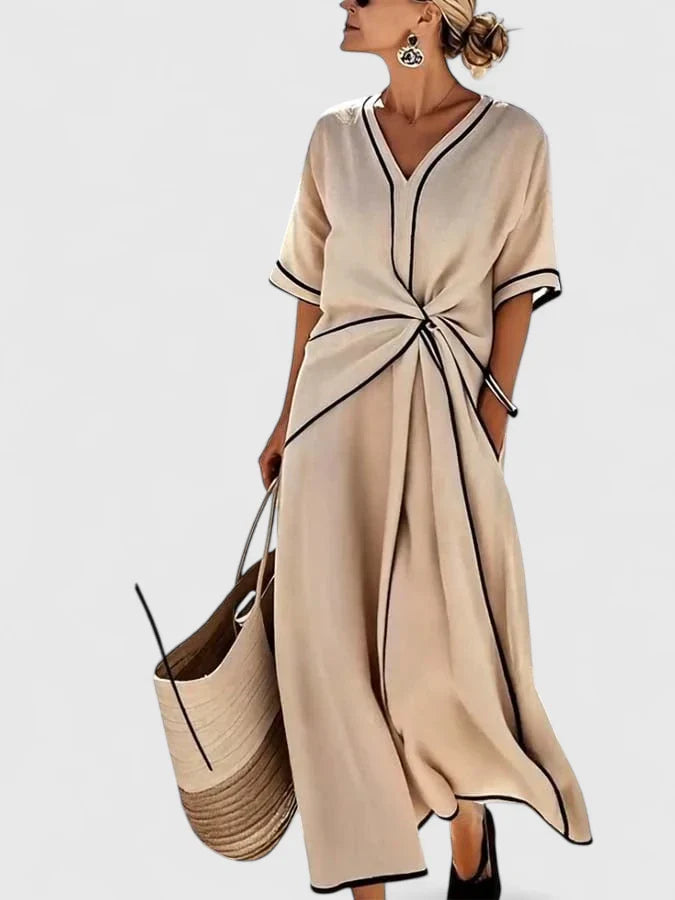 Women's lightweight breathable maxi dress | Elegant summer dress with vertical stripes 1