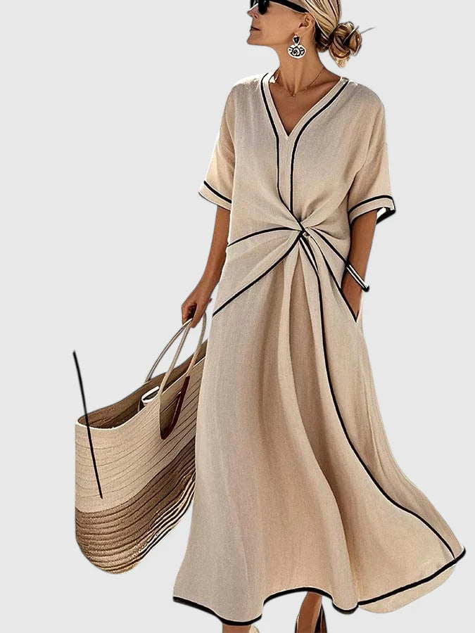 Women's lightweight breathable maxi dress | Elegant summer dress with vertical stripes 2