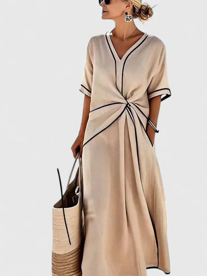Women's lightweight breathable maxi dress | Elegant summer dress with vertical stripes 3