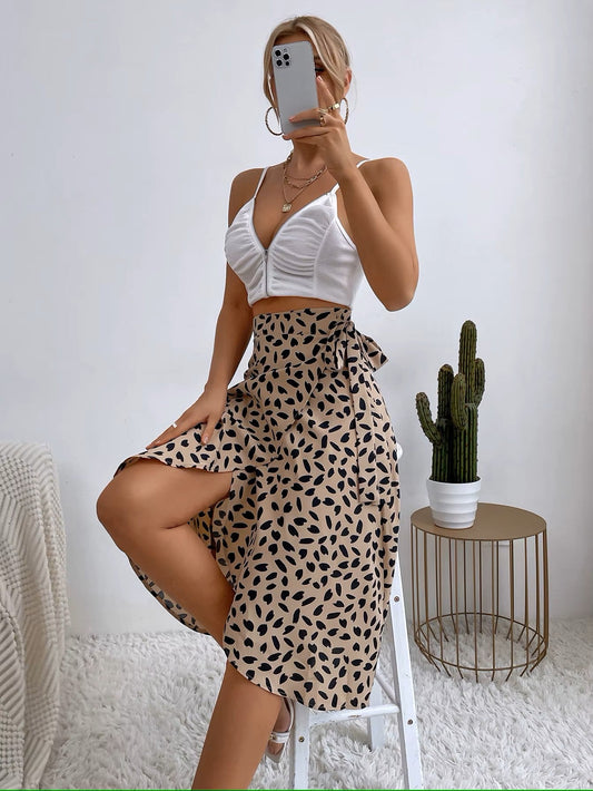 Women's lightweight cotton midi skirt | Flattering high-rise summer wrap design 1