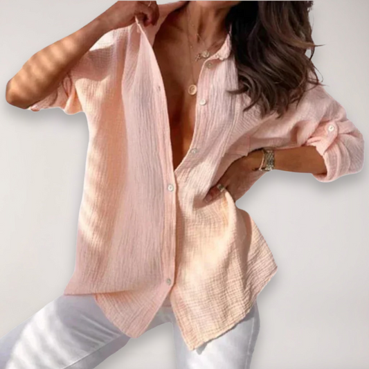 Women's lightweight cotton shirt | Relaxed fit button front summer blouse 0