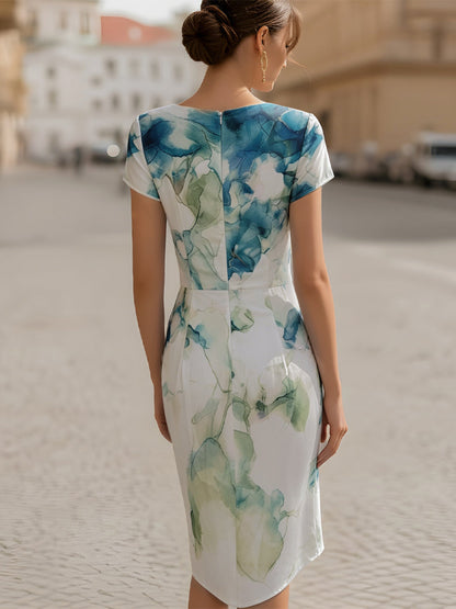 Women's lightweight draped midi dress | Elegant cowl-neck summer dress 3