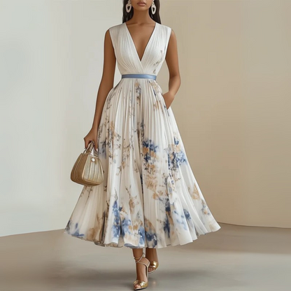 Zoe | Fließendes V-Ausschnitt Maxikleid