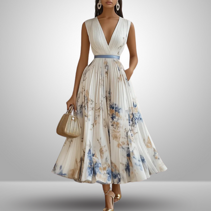 Zoe | Fließendes V-Ausschnitt Maxikleid