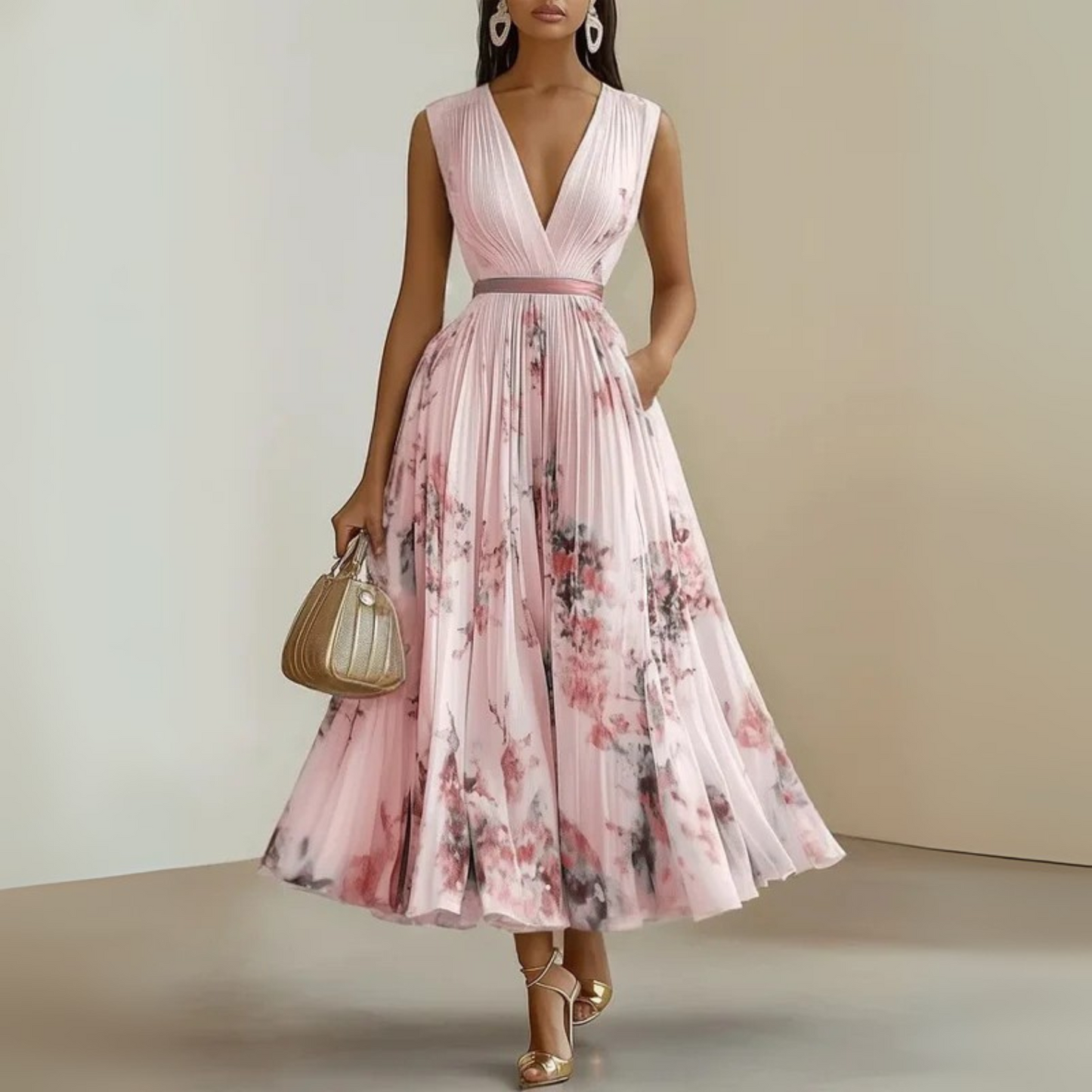 Zoe | Fließendes V-Ausschnitt Maxikleid
