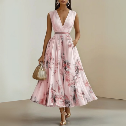 Zoe | Fließendes V-Ausschnitt Maxikleid