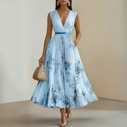 Zoe | Fließendes V-Ausschnitt Maxikleid