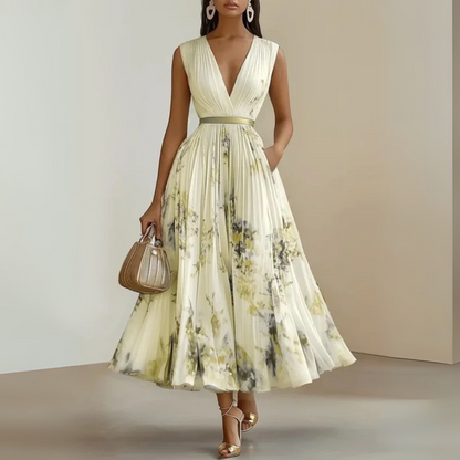 Zoe | Fließendes V-Ausschnitt Maxikleid