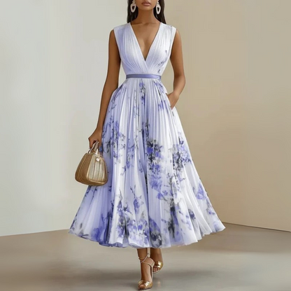Zoe | Fließendes V-Ausschnitt Maxikleid