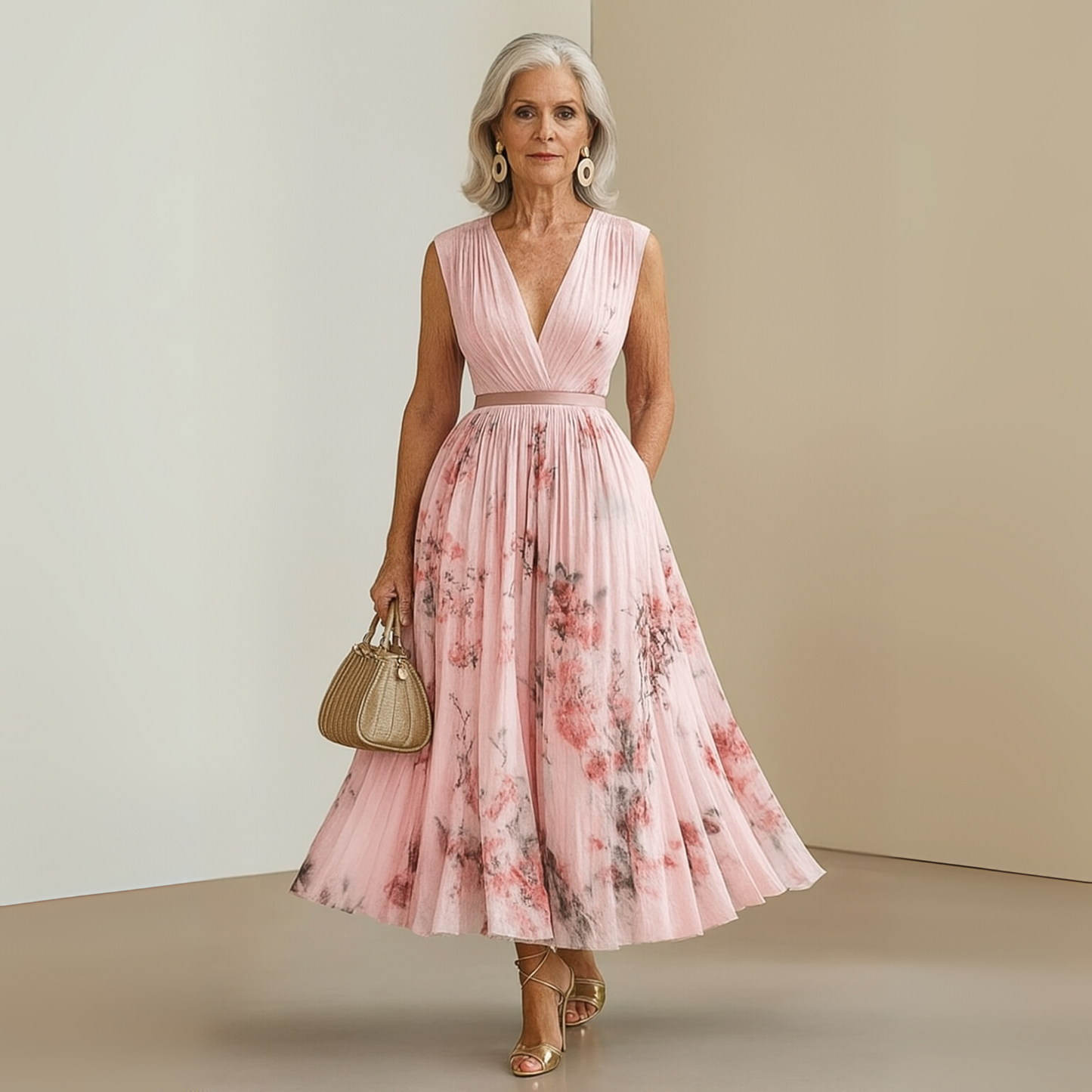 Zoe | Fließendes V-Ausschnitt Maxikleid