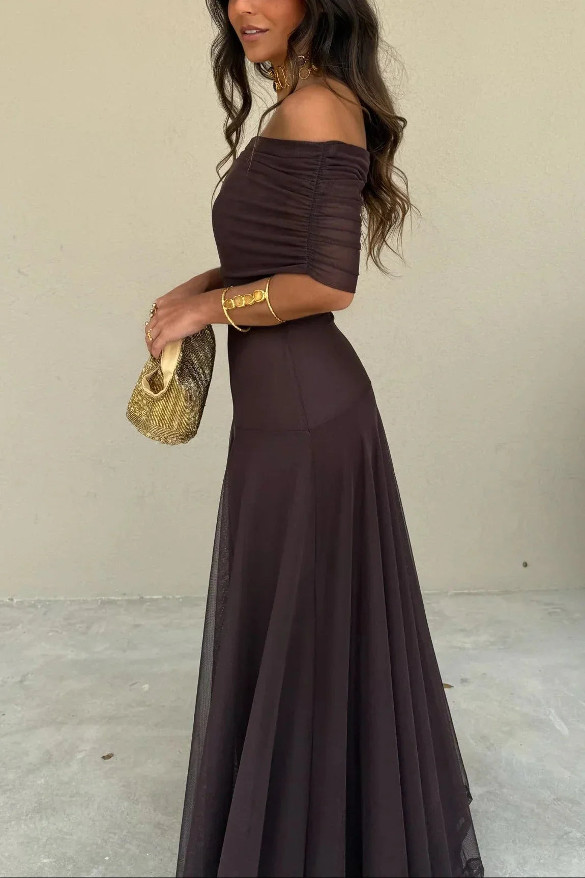 Women's lightweight pleated summer maxi dress | Elegant one-shoulder long dress 1