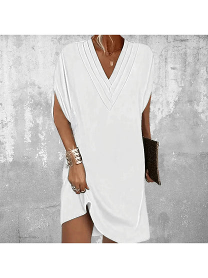 Women's lightweight polyester summer dress | Elegant V-neck shift dress for casual and formal occasions 5
