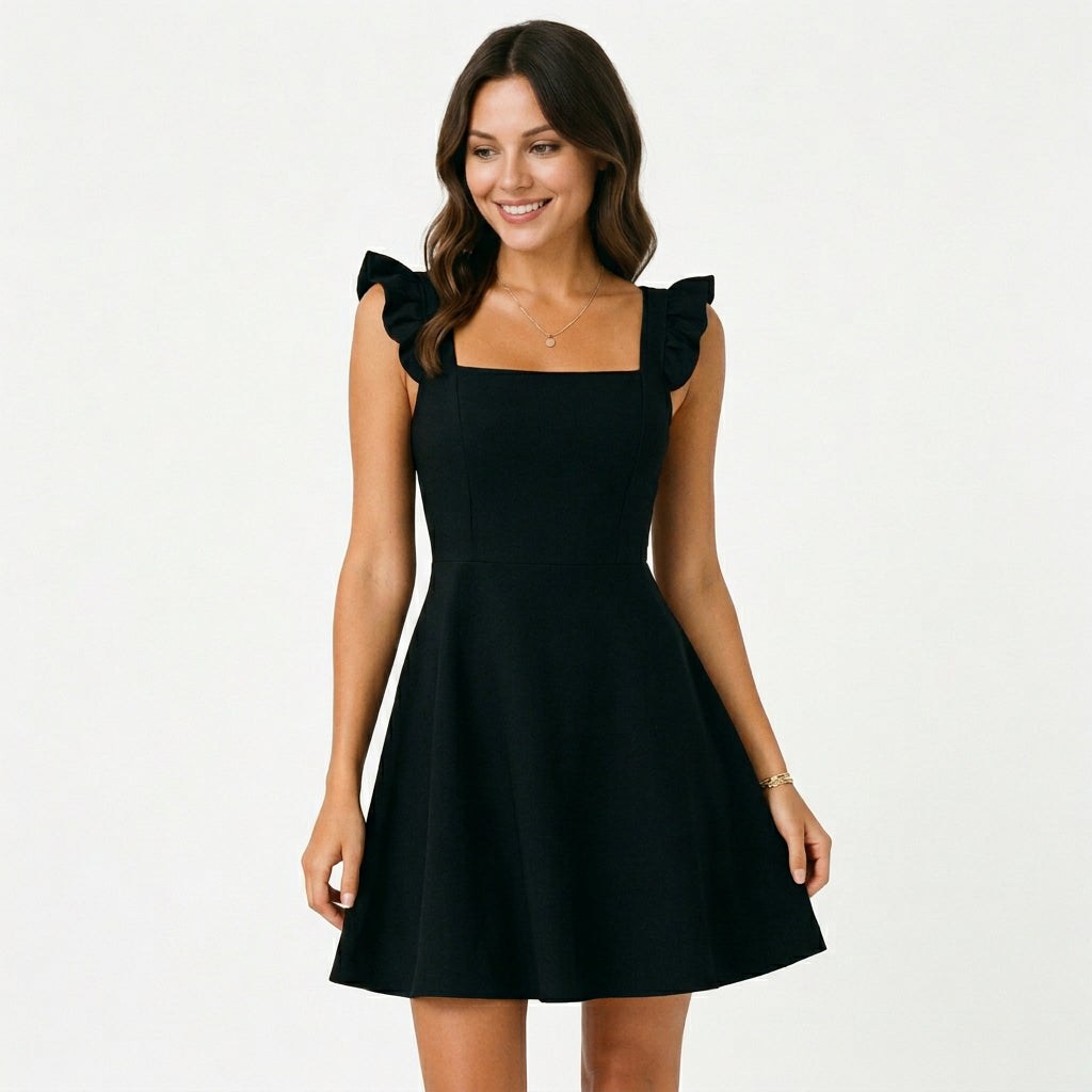 Women's lightweight ruffle strap mini dress | Flattering fit and flare summer style 3