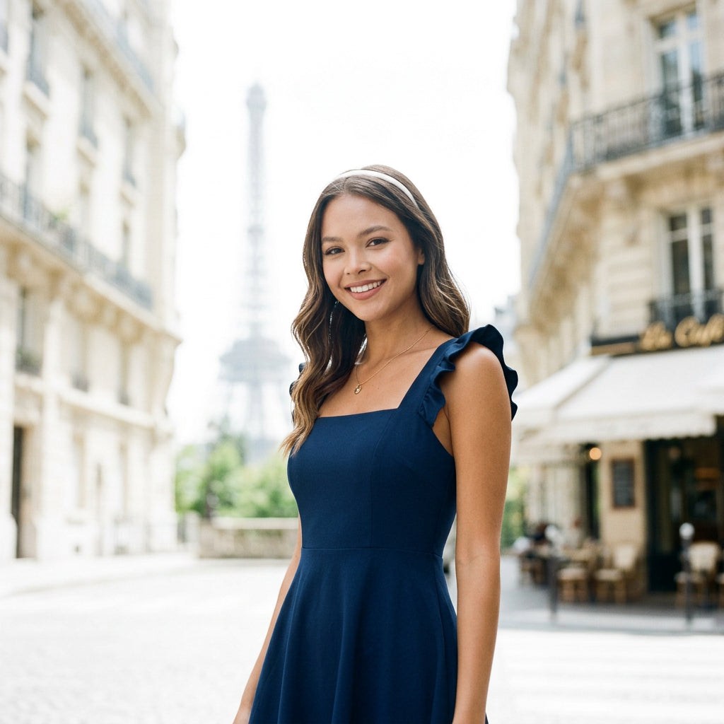Women's lightweight ruffle strap mini dress | Flattering fit and flare summer style 5