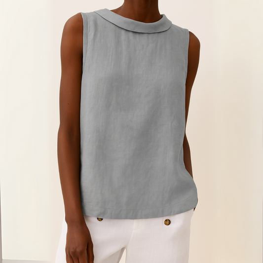 Women's lightweight sleeveless tank top | Elegant summer blouse with rolled collar 0