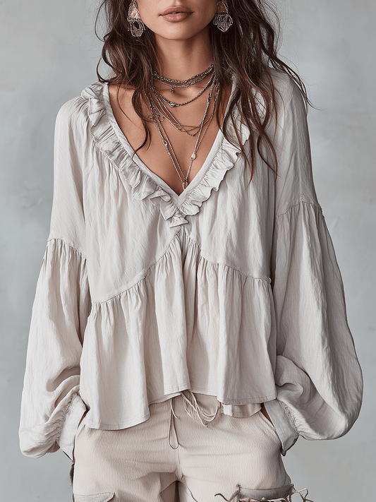 Women's lightweight white blouse | Vintage-inspired ruffle summer top 0