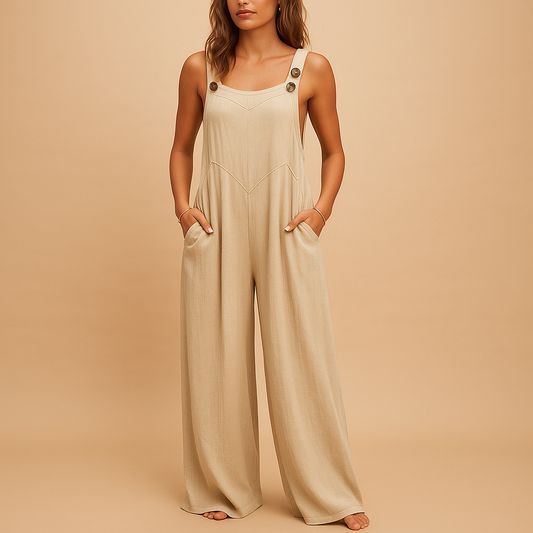 Women's lightweight wide-leg jumpsuit | Stylish summer outfit with high waist and pockets 1