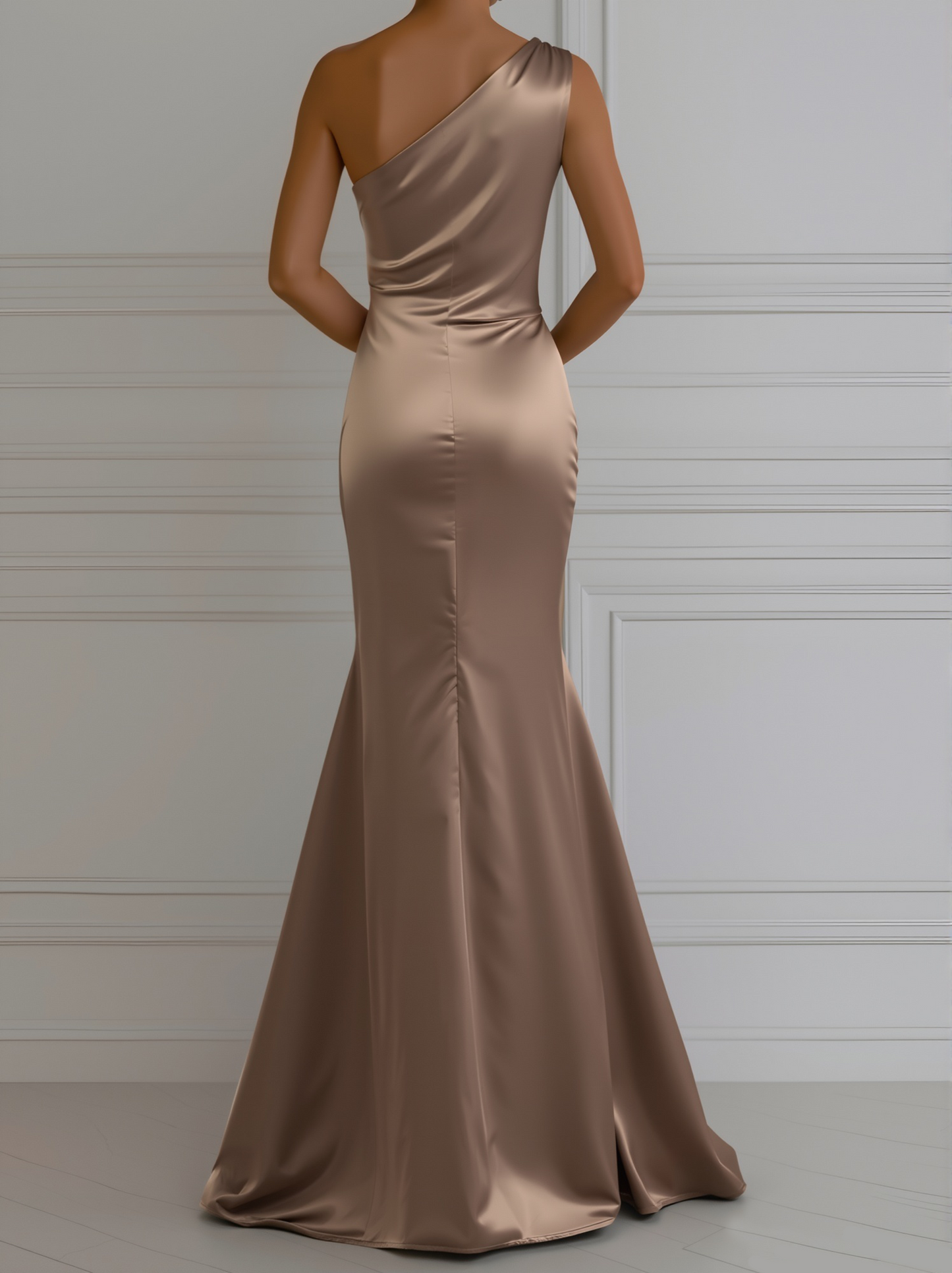 Women's luxurious satin one-shoulder gown | Elegant evening gown for formal occasions 1