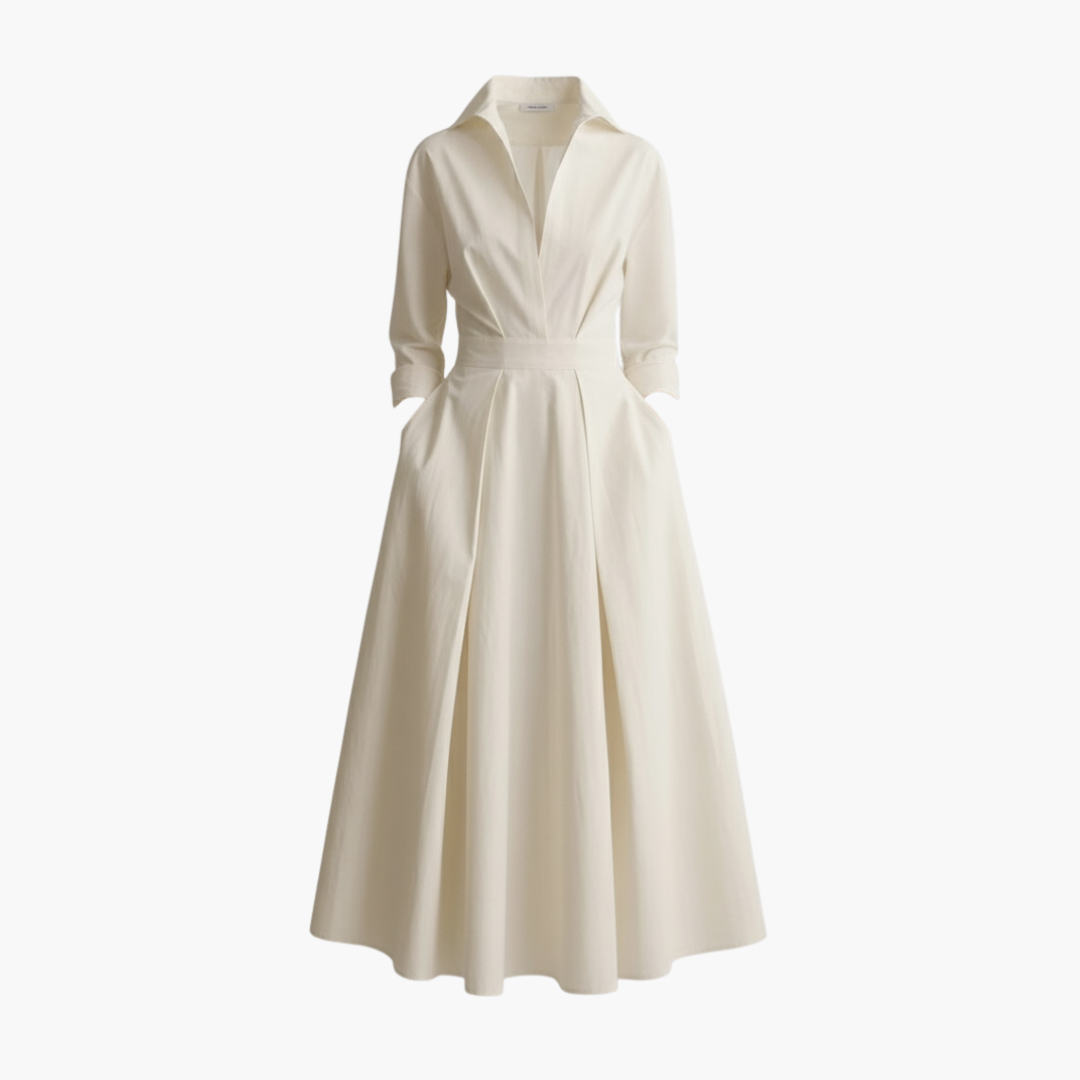 Women's plain woven maxi dress | Elegant ankle-length button-up summer dress 1