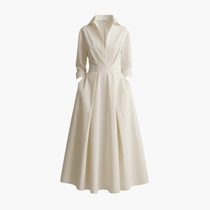 Women's plain woven maxi dress | Elegant ankle-length button-up summer dress 1